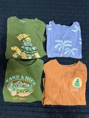 Old Navy Kids Green 'Turtle & Take a Hike' Graphic Tees with Orange Accent
